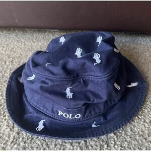 Polo Ralph Lauren All Over Pony Navy Bucket Hat Size S/M